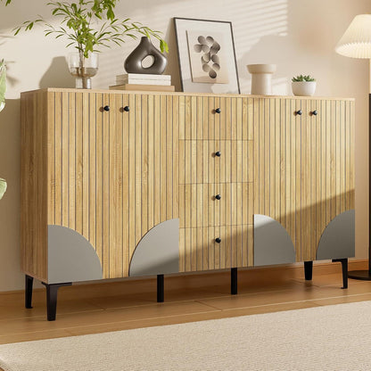Moderner Holzschrank mit 4 Türen & Schubladen – Sideboard für Wohnzimmer