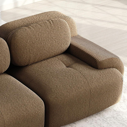 3-6 Sitzer Cord Sofa Braun – Modulares Wohnzimmer Sofa mit Hockern