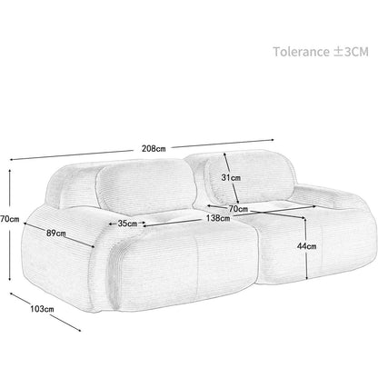 2-Sitzer Sofa Braun – Cord Stoff für Wohnzimmer & Büro