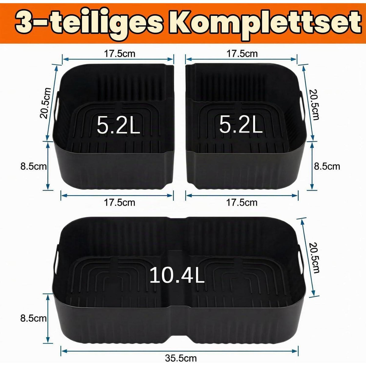 Silikonformen Set für Heißluftfritteuse – 3-teilig, BPA-frei