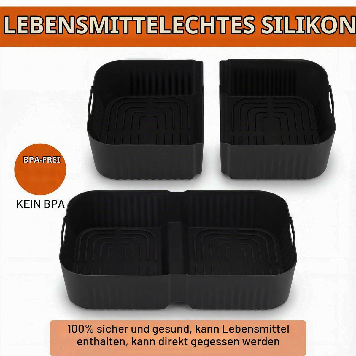 Silikonformen Set für Heißluftfritteuse – 3-teilig, BPA-frei