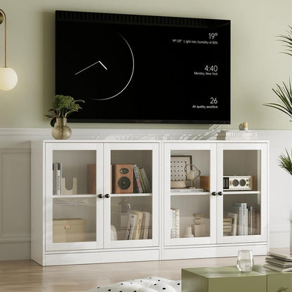 Sideboard mit Glastüren – Weißer Aufbewahrungsschrank für Wohnzimmer