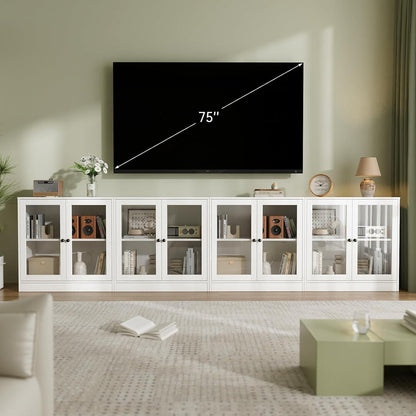 Sideboard mit Glastüren – Weißer Aufbewahrungsschrank für Wohnzimmer