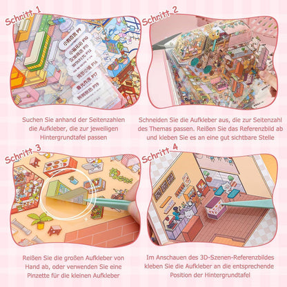 3D Haus Sticker Set – Miniatur Szenen für Kinder & Scrapbooking