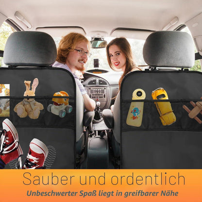 2x Auto Rückenlehnen Schutz mit 3 Netztaschen – Schwarz