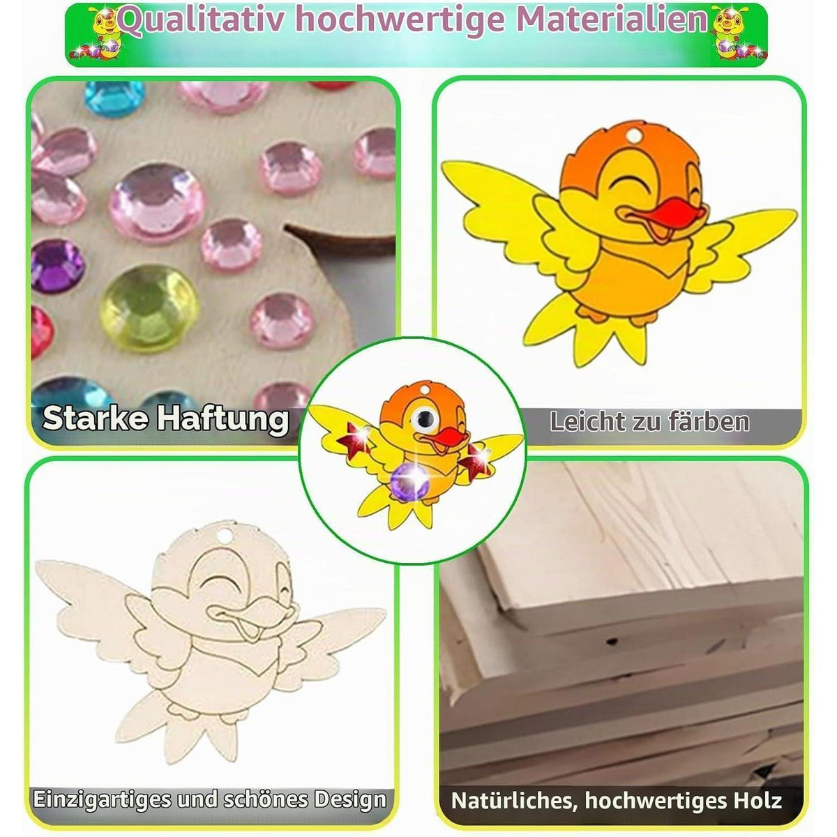 Holz Bastelset Kinder – 284 Teile Insekten & Frühlingsdeko