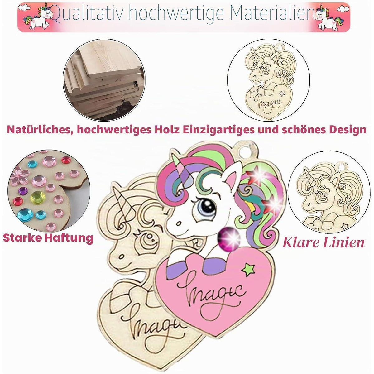 Einhorn Bastelset 284 Teile – Holz Basteln für Kinder 4-12 Jahre