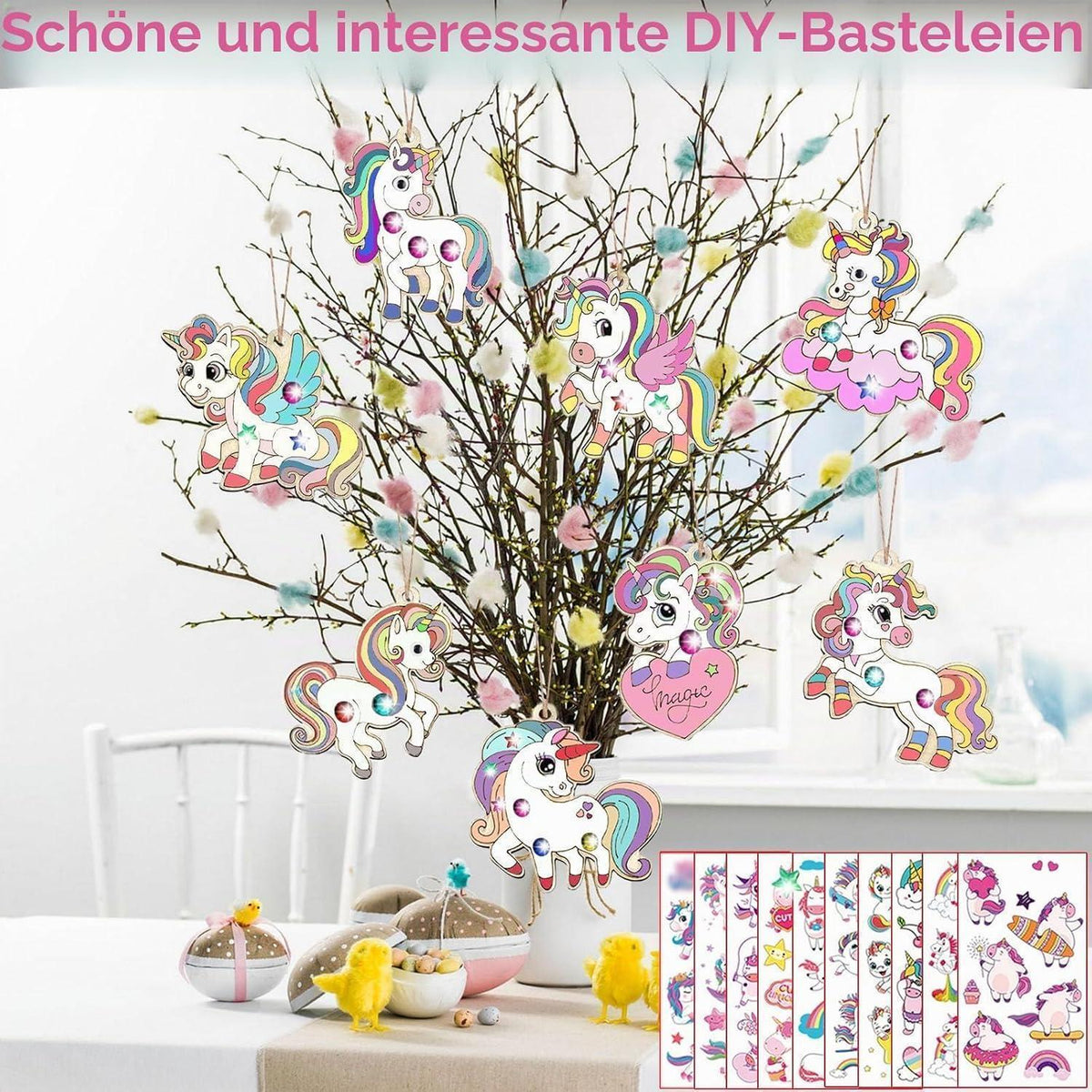 Einhorn Bastelset 284 Teile – Holz Basteln für Kinder 4-12 Jahre