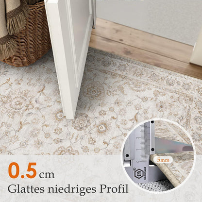 Beiger Wohnteppich 300x400cm – Waschbar & Rutschfest