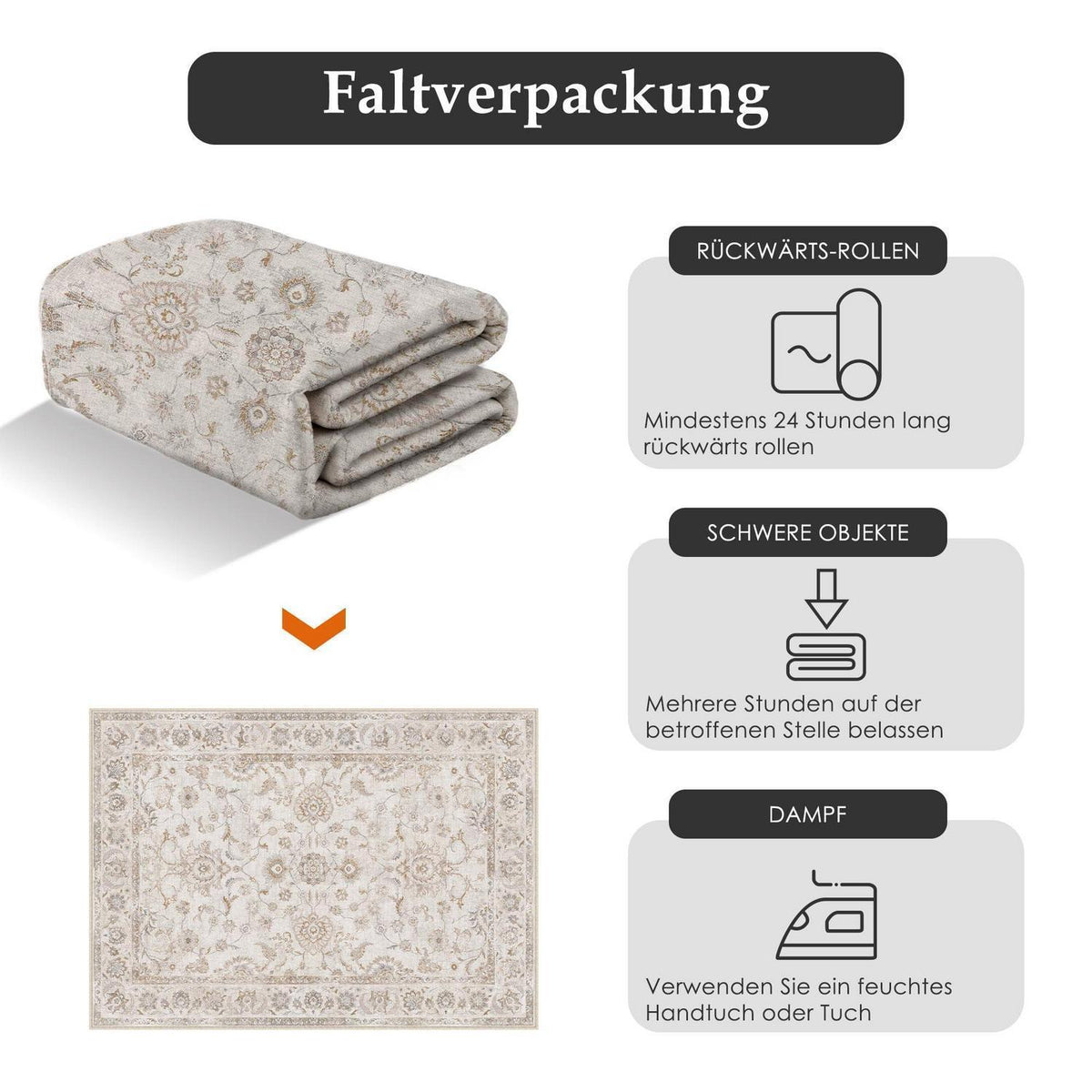 Beiger Wohnteppich 300x400cm – Waschbar & Rutschfest