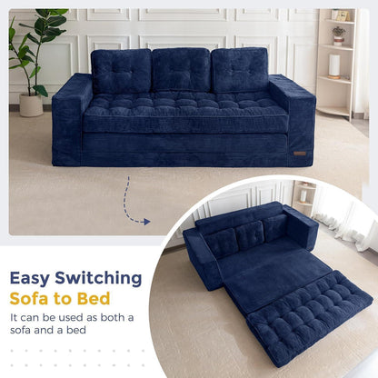 Klappsofa 190cm mit Schlaffunktion & Kissen – Dunkelblau