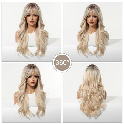Esmee Long Gewellt Ombré Blond Pony Perücke Damen Synthetikhaar