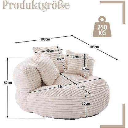 Lazy Sitzsack mit hohem Rücken – Bequemer Lounger für Wohnzimmer