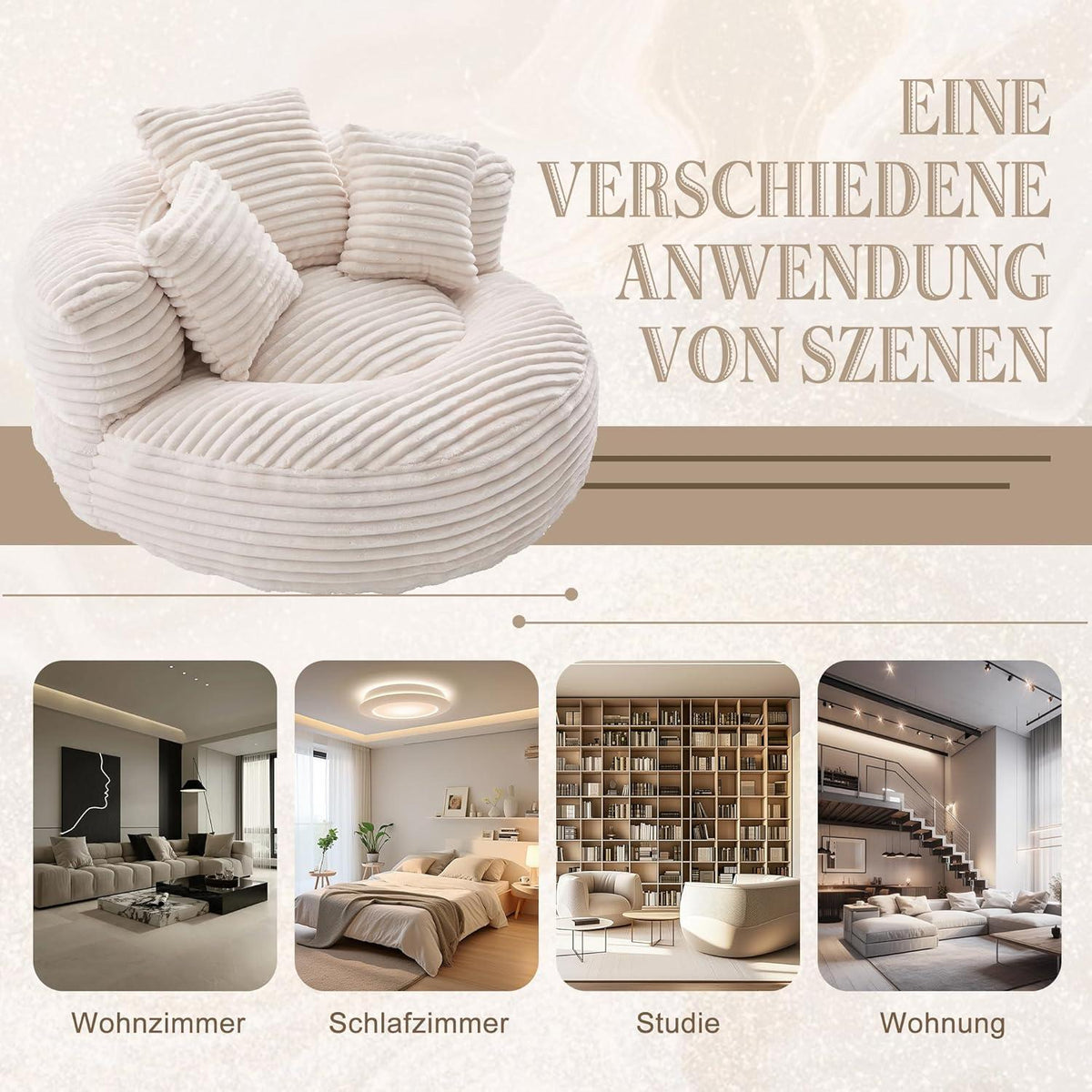 Lazy Sitzsack mit hohem Rücken – Bequemer Lounger für Wohnzimmer