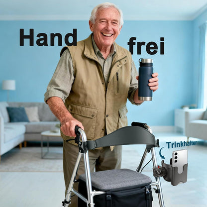 2-in-1 Getränkehalter für Rollator, Kinderwagen & mehr