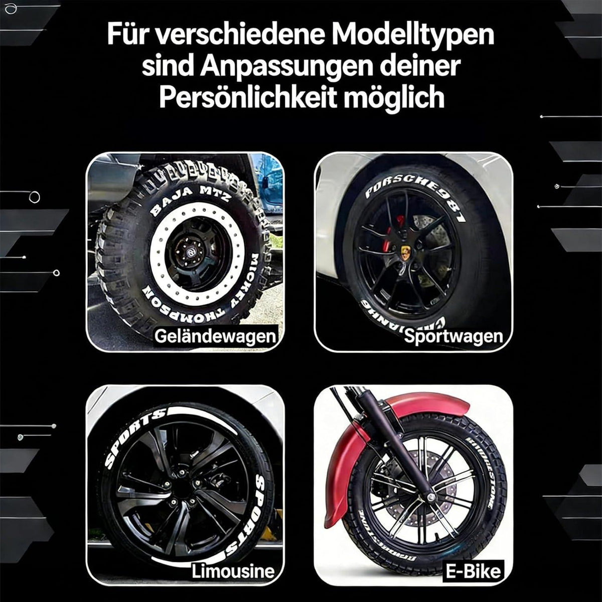 6x Reifenstift Weiß Wasserfest – 0,5-8mm für Reifen, Glas & Metall