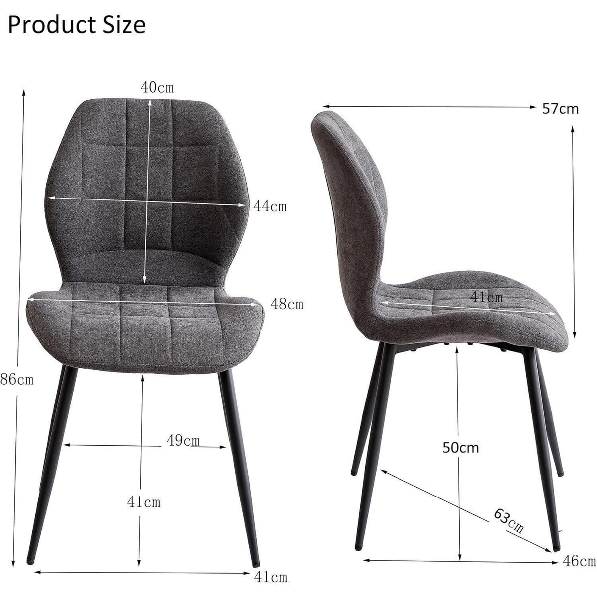 Esszimmerstuhl Set Grau – 4 gepolsterte Stühle im Nordic Stil