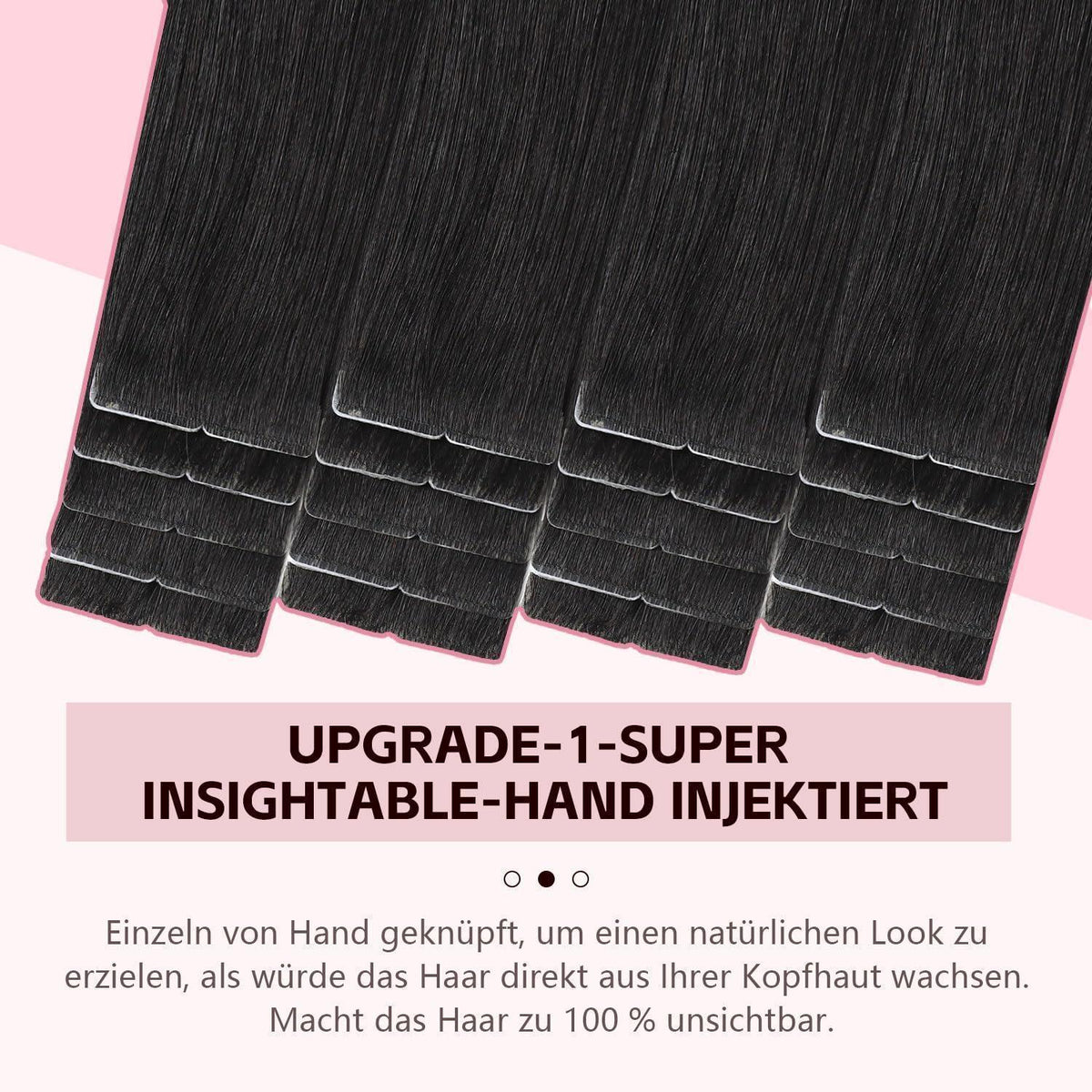 Echthaar Tape-in Haarverlängerung 55cm #1B Schwarz