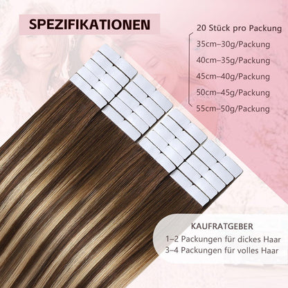 Echthaar Tape Extensions 55cm #4/27/4 Balayage