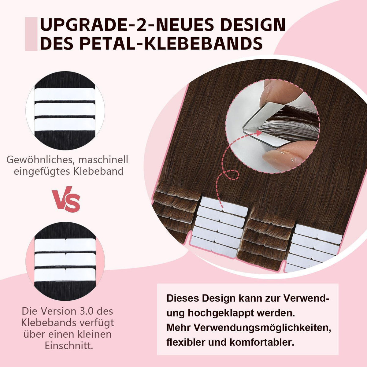 Echthaar Tape-in Haarverlängerung Mittelbraun #4, 55cm