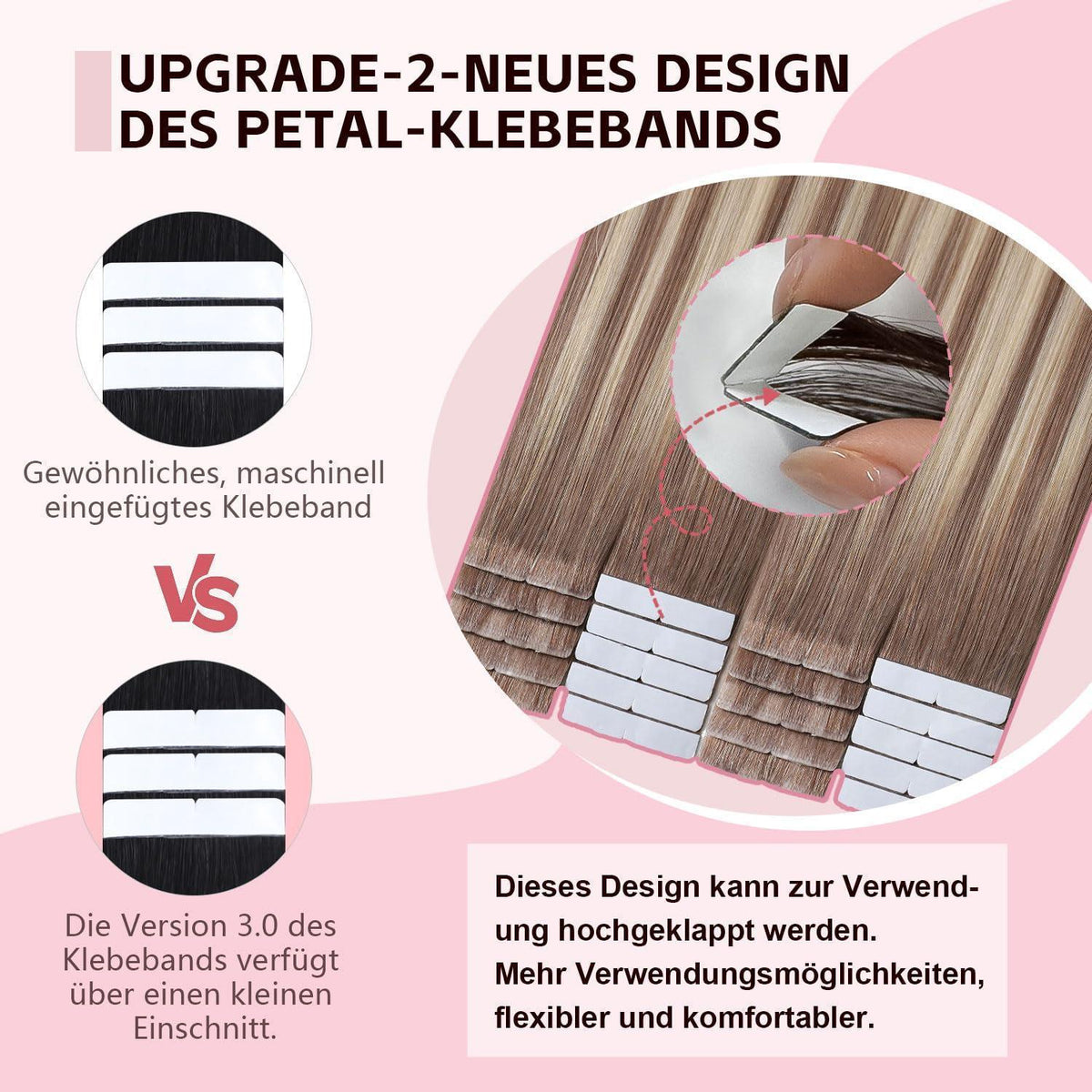 Echthaar Tape-in Verlängerung #8/60 – 55cm, 50g