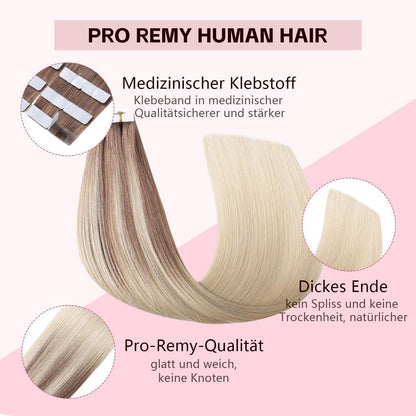 Echthaar Tape-in Verlängerung #8/60 – 55cm, 50g
