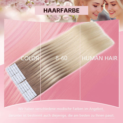 Echthaar Tape-in Verlängerung #8/60 – 55cm, 50g
