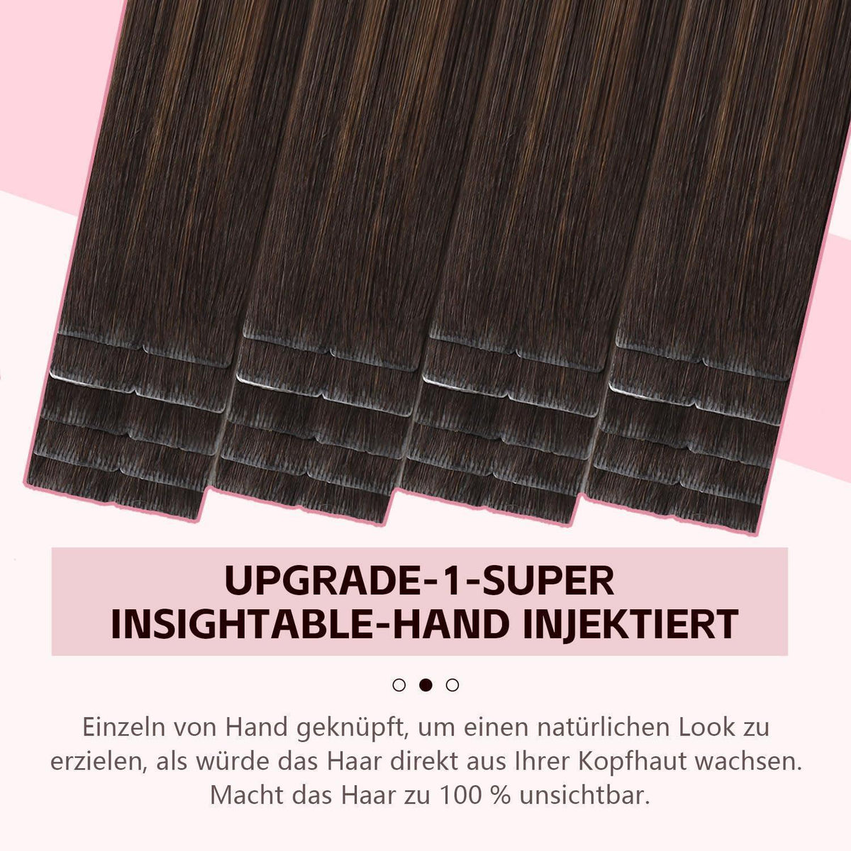 Remy Haarverlängerung Tape #2/6/18 Dunkelbraun bis Chestnut 35cm