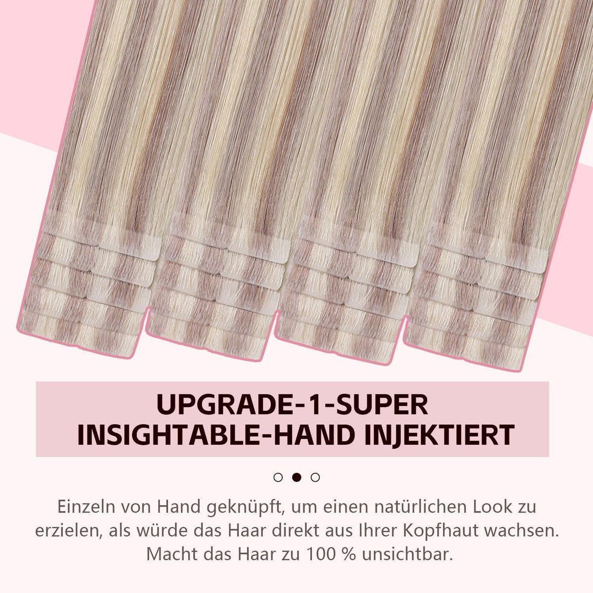 Echthaar Tape Extensions #18p613 Aschblond 50cm