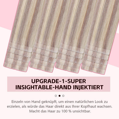 Echthaar Tape Extensions #18p613 Aschblond 50cm