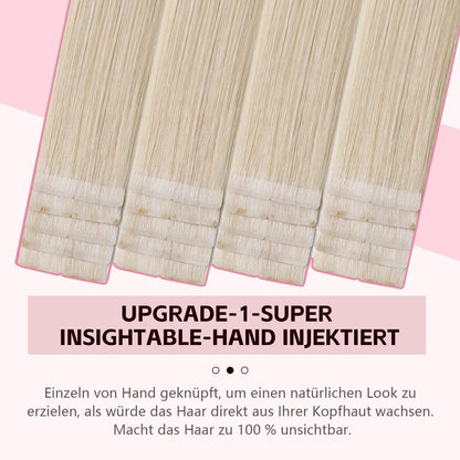 Echthaar Tape-in Haarverlängerung Platinblond 55cm (50g)