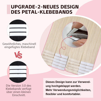 Echthaar Tape-in Haarverlängerung Platinblond 55cm (50g)