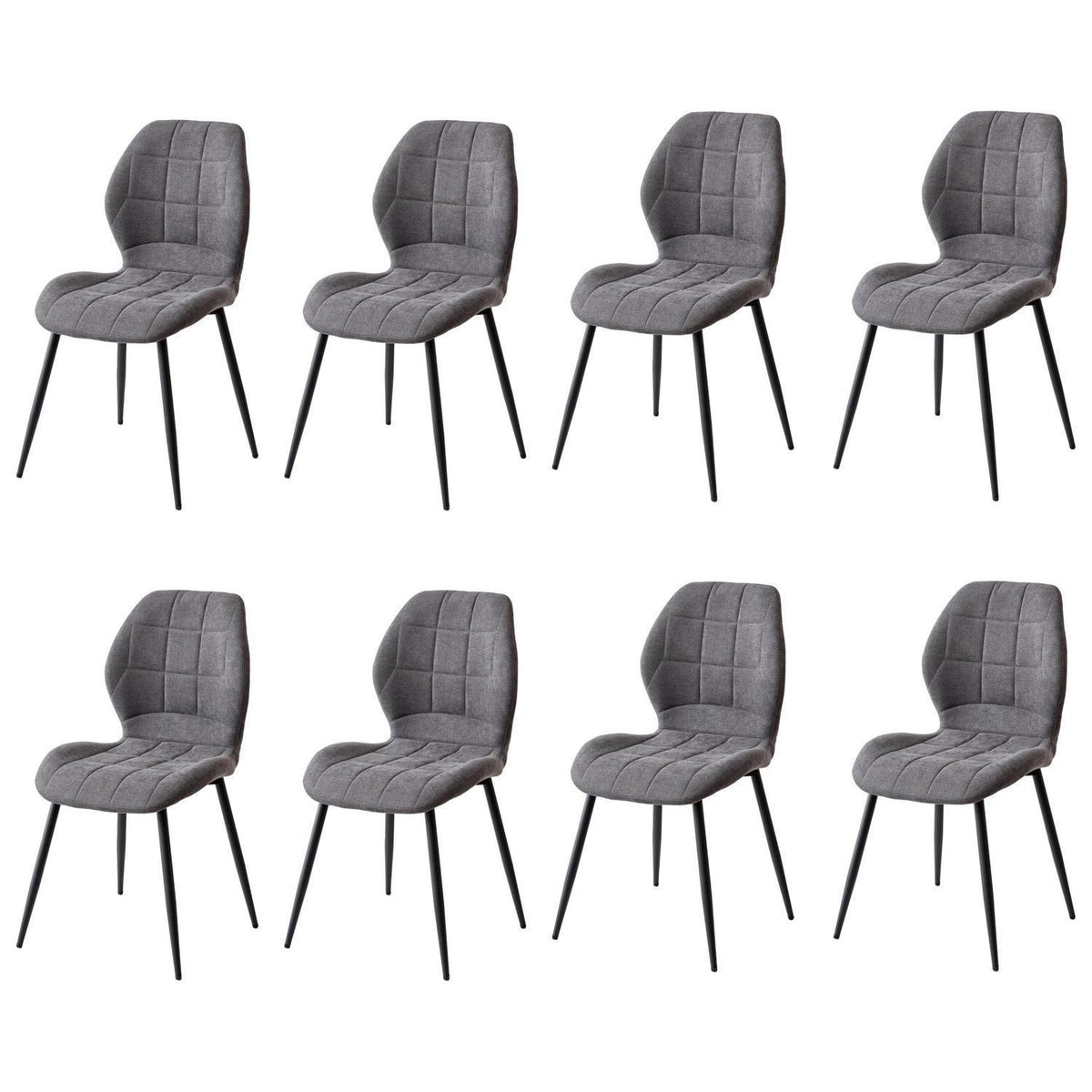 Esszimmerstuhl Set Grau – 8 gepolsterte Stühle im Nordic Stil