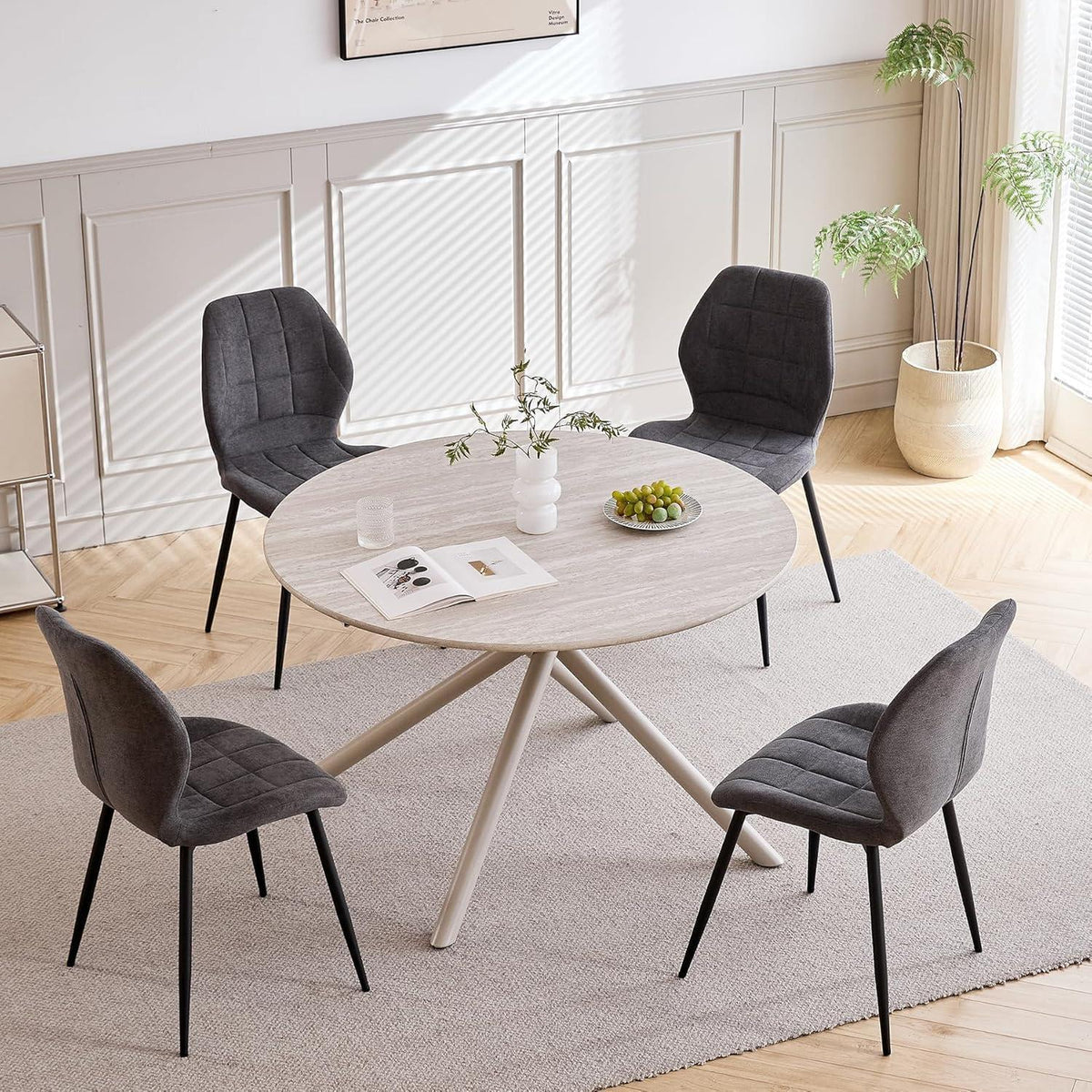 Esszimmerstuhl Set Grau – 8 gepolsterte Stühle im Nordic Stil