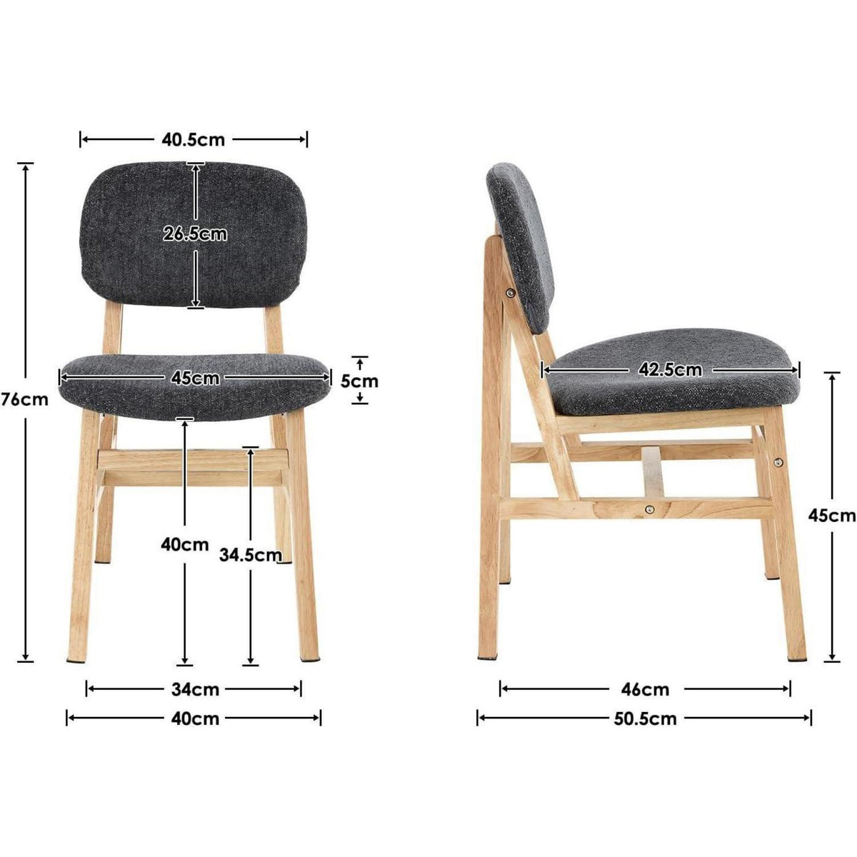 Esszimmerstühle Set 4 Holz Grau, Chenille Polsterstühle