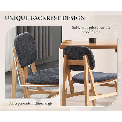 Esszimmerstühle Set 4 Holz Grau, Chenille Polsterstühle
