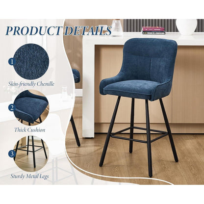 Chenille Barhocker 2er Set – Modern & Bequem
