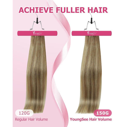 Echthaar Clip-in Extensions Ombre Hellbraun-Blond 30cm