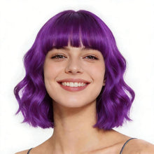 Lila Bob Perücke mit Pony – Lockig & Gewellt für Damen