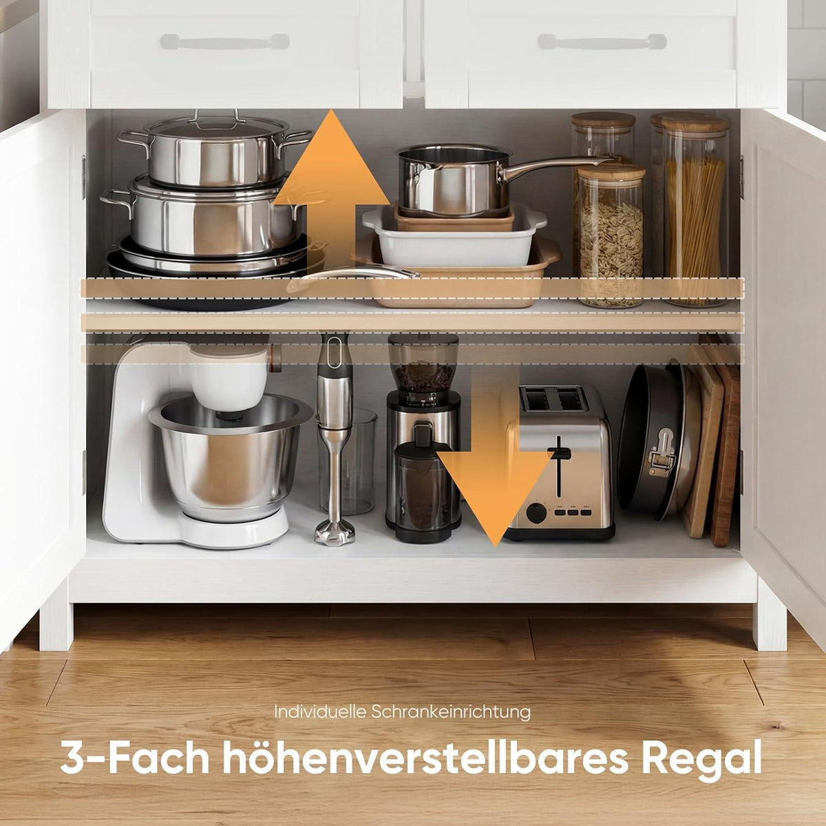Küchenschrank mit Arbeitsplatte – Braun, 2 Schubladen & 2 Türen