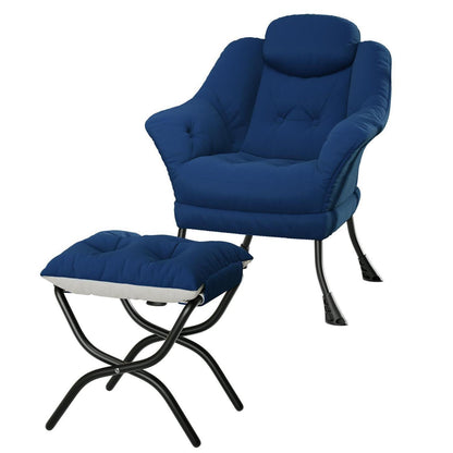 Bequemer Sessel mit Hocker – Modernes Lounge-Design in Blau