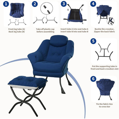 Bequemer Sessel mit Hocker – Modernes Lounge-Design in Blau