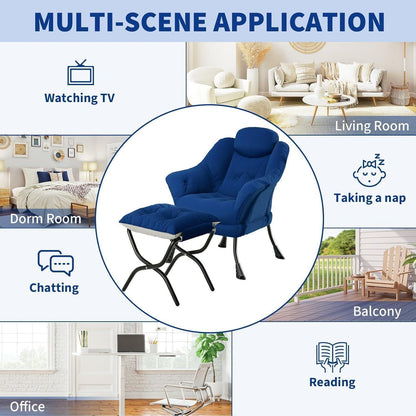 Bequemer Sessel mit Hocker – Modernes Lounge-Design in Blau