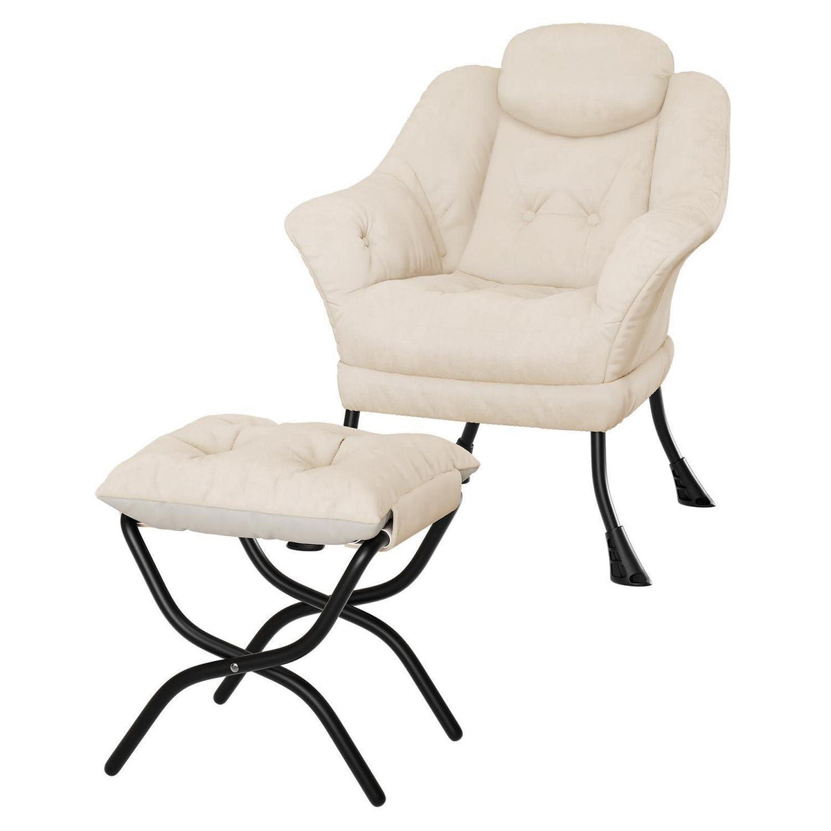 Bequemer Sessel mit Hocker – Modernes Lounge-Design in Beige
