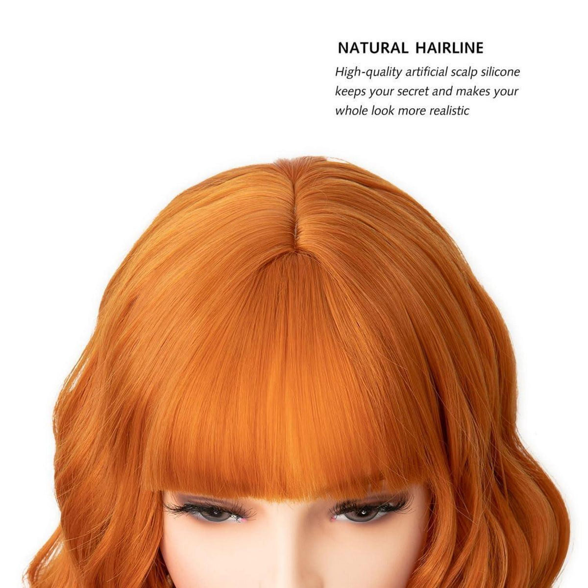 Orange Bob Perücke Damen mit Pony – Lockig & Gewellt