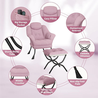 Bequemer Sessel mit Hocker – Modernes Lounge-Design in Rosa