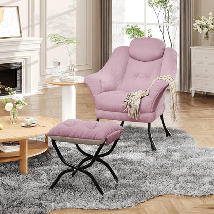 Bequemer Sessel mit Hocker – Modernes Lounge-Design in Rosa