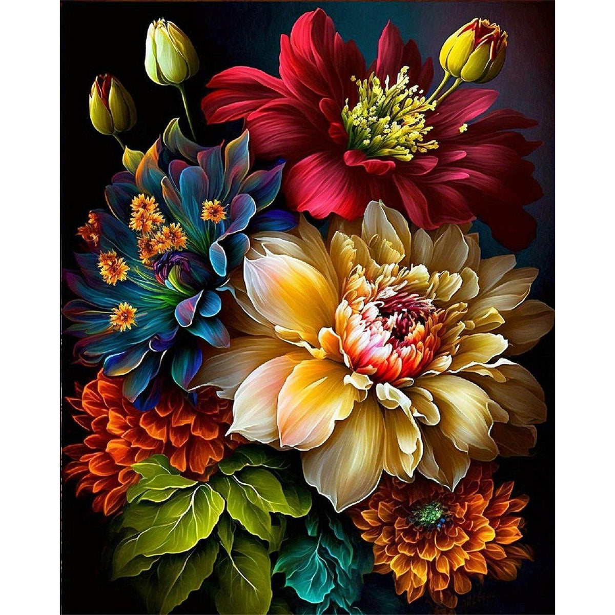 Malen nach Zahlen Blume für Erwachsene – DIY Bastelset