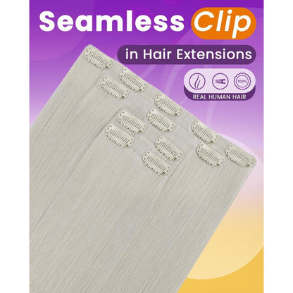 Echthaar Clip-in Extensions Platinblond 60cm