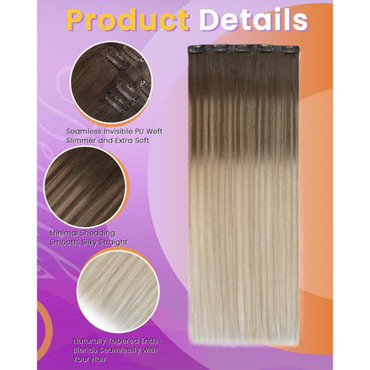 Echthaar Clip-Ins Ombre Blond 50cm - Volumenset